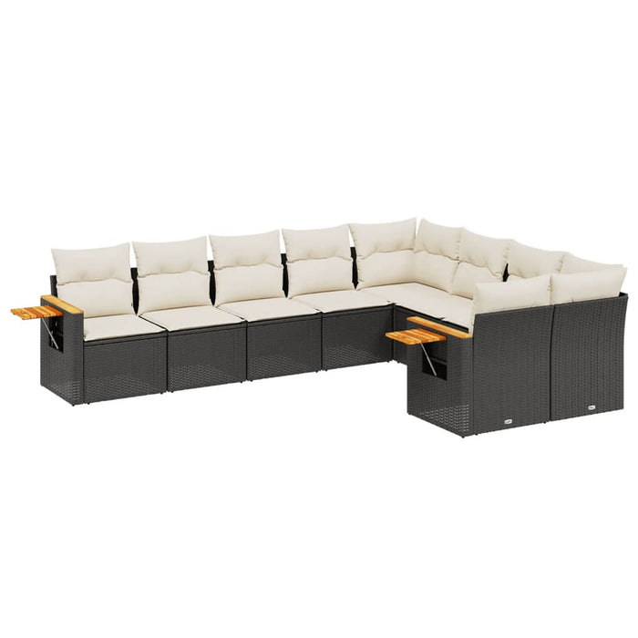 Set mobilier de grădină cu perne, 9 piese, negru, poliratan - WALTI WALTI