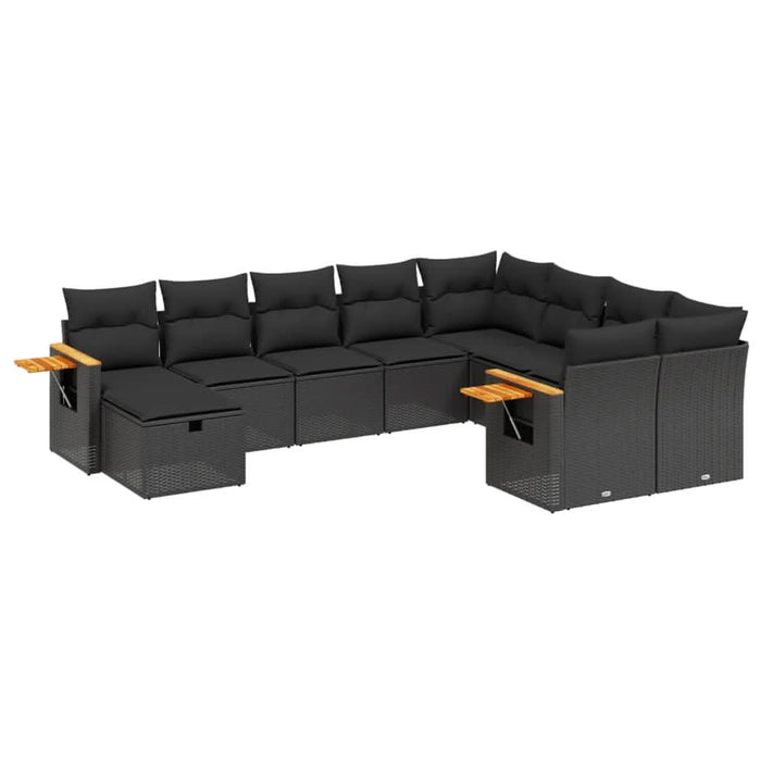 Set canapele de grădină cu perne, 10 piese, negru, poliratan - WALTI WALTI