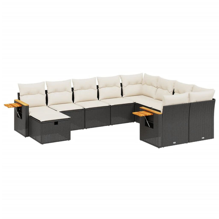 Set canapele de grădină cu perne, 10 piese, negru, poliratan - WALTI WALTI