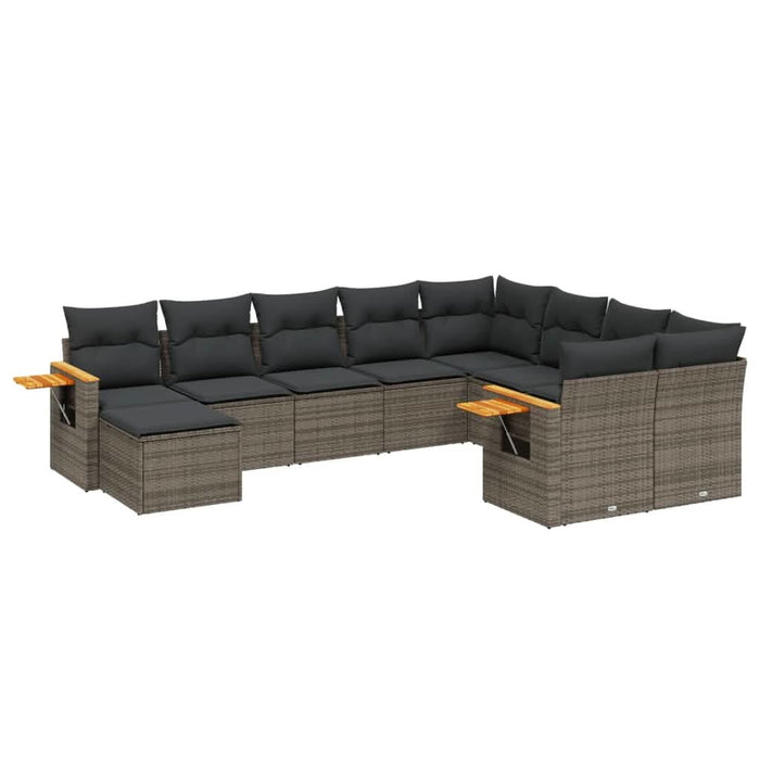 Set mobilier de grădină cu perne, 10 piese, gri, poliratan - WALTI WALTI