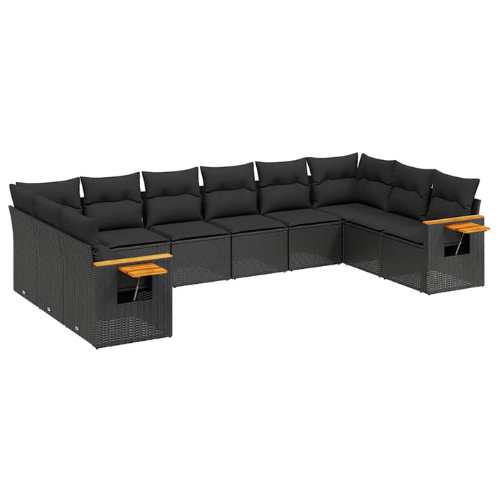 Set canapele de grădină cu perne, 10 piese, negru, poliratan - WALTI WALTI