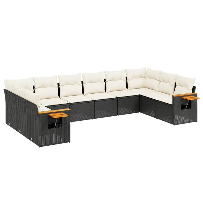 Set canapele de grădină cu perne, 10 piese, negru, poliratan - WALTI WALTI