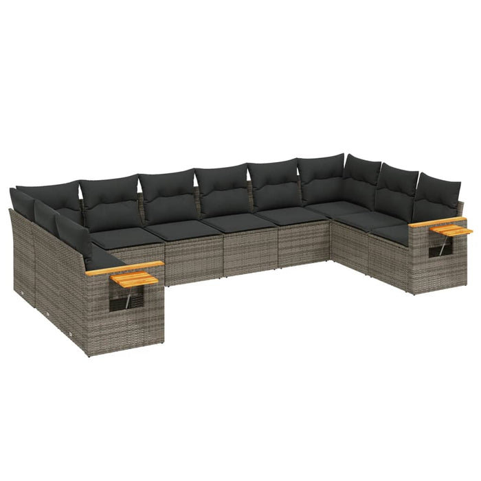 Set mobilier de grădină cu perne, 10 piese, gri, poliratan - WALTI WALTI