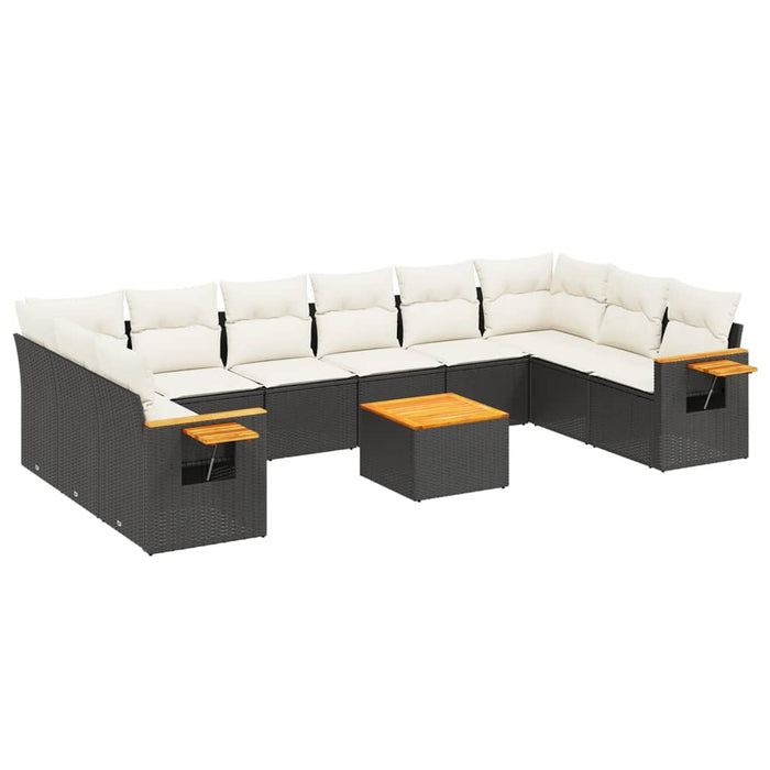 Set canapele de grădină cu perne, 11 piese, negru, poliratan - WALTI WALTI