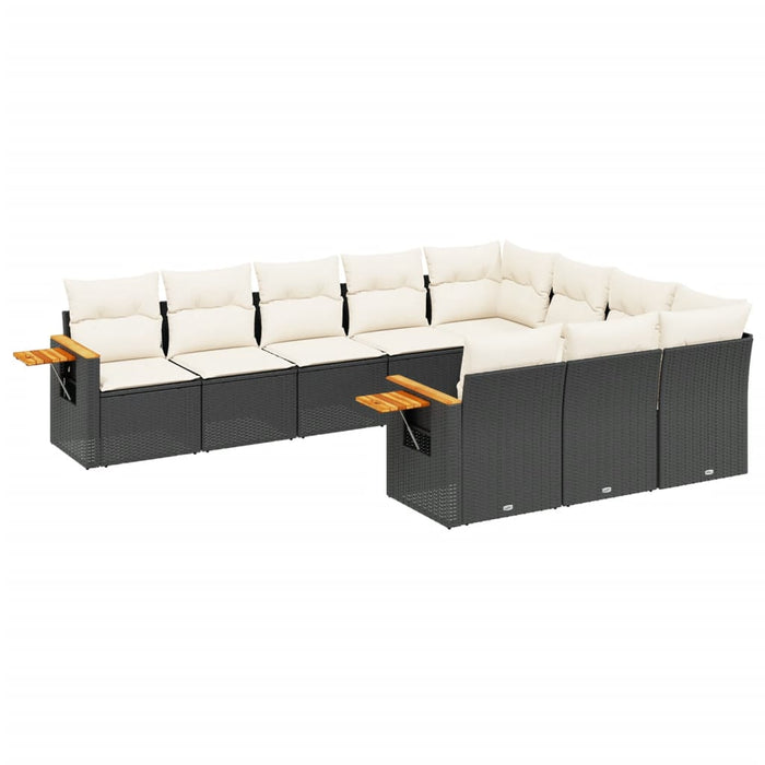 Set canapele de grădină cu perne, 10 piese, negru, poliratan - WALTI WALTI