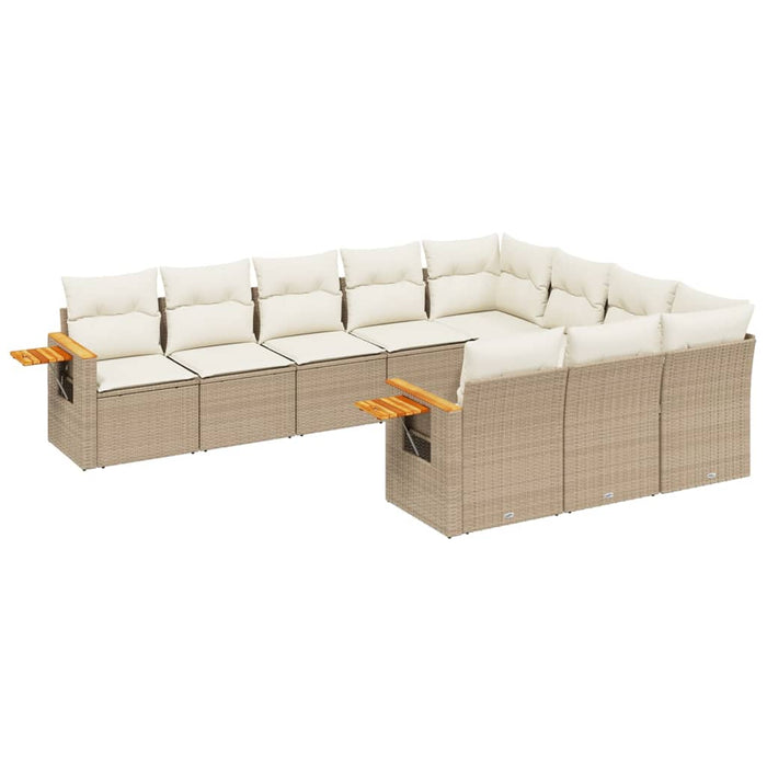 Set canapele de grădină cu perne, 10 piese, bej, poliratan WALTI
