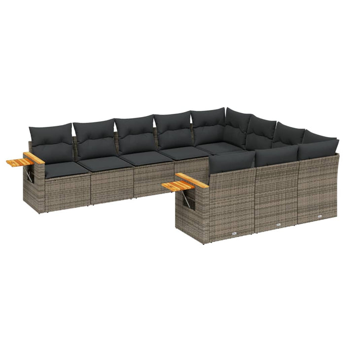 Set mobilier de grădină cu perne, 10 piese, gri, poliratan WALTI