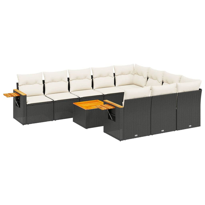 Set canapele de grădină cu perne, 11 piese, negru, poliratan - WALTI WALTI