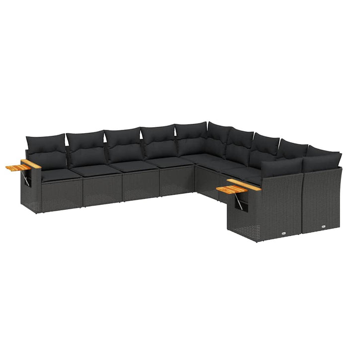 Set canapele de grădină cu perne, 10 piese, negru, poliratan - WALTI WALTI