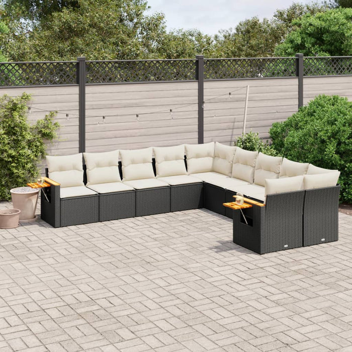 Set canapele de grădină cu perne, 10 piese, negru, poliratan - WALTI WALTI