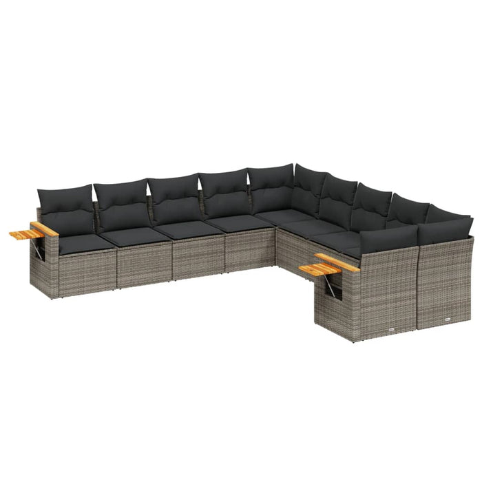 Set mobilier de grădină cu perne, 10 piese, gri, poliratan - WALTI WALTI