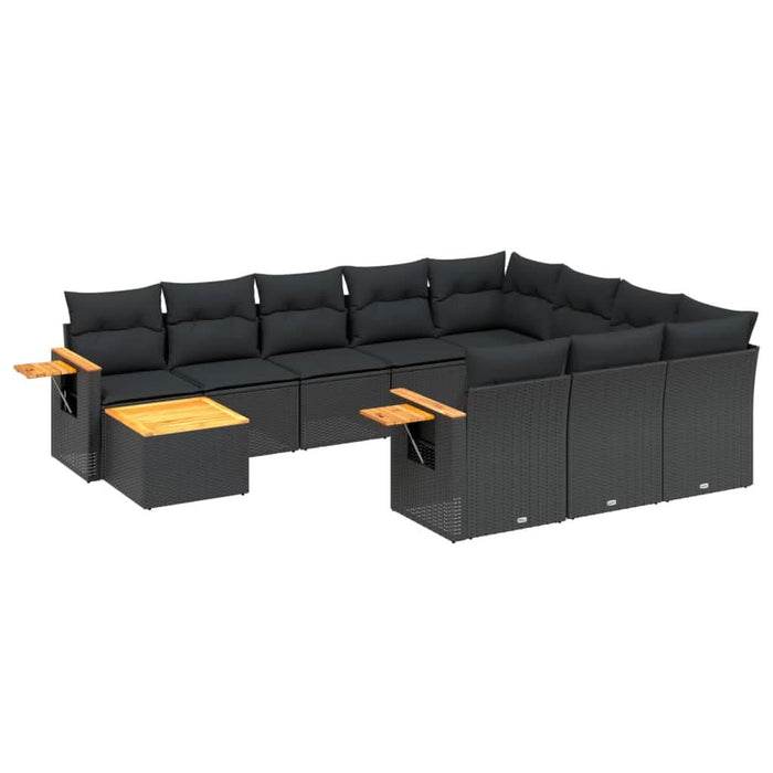 Set canapele de grădină cu perne, 11 piese, negru, poliratan - WALTI WALTI