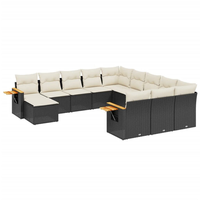 Set canapele de grădină cu perne, 11 piese, negru, poliratan - WALTI WALTI