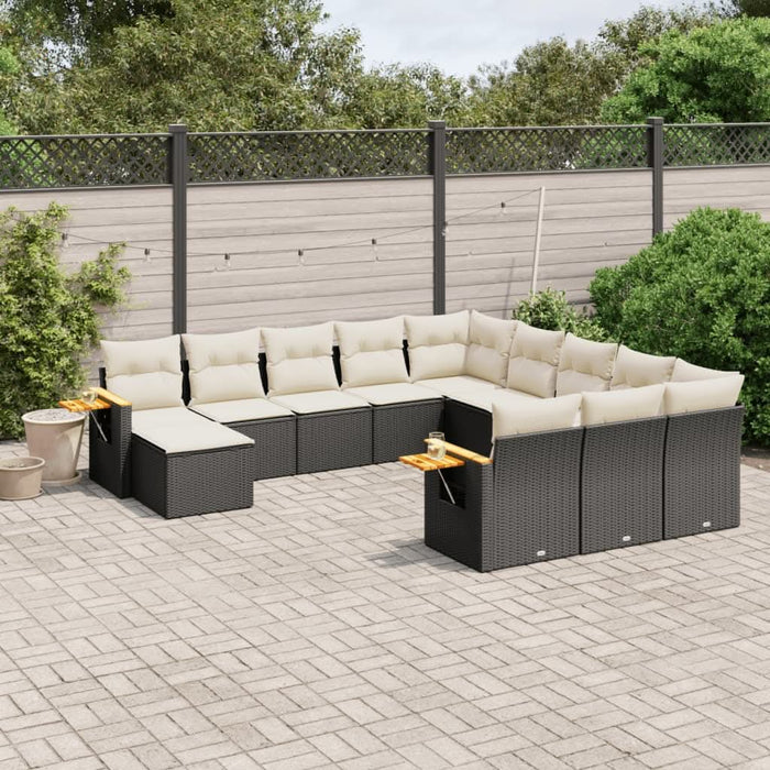 Set canapele de grădină cu perne, 11 piese, negru, poliratan - WALTI WALTI