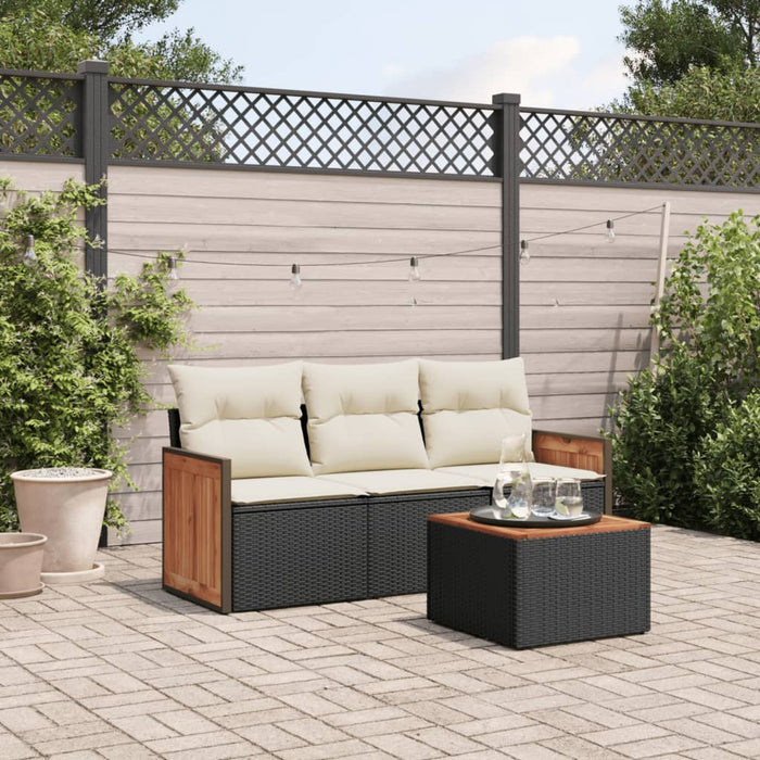 Set mobilier de grădină cu perne, 4 piese, negru, poliratan - WALTI WALTI