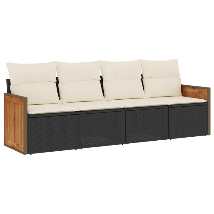 Set mobilier de grădină cu perne, 4 piese, negru, poliratan - WALTI WALTI