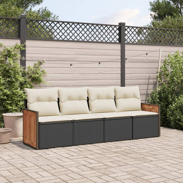 Set mobilier de grădină cu perne, 4 piese, negru, poliratan - WALTI WALTI