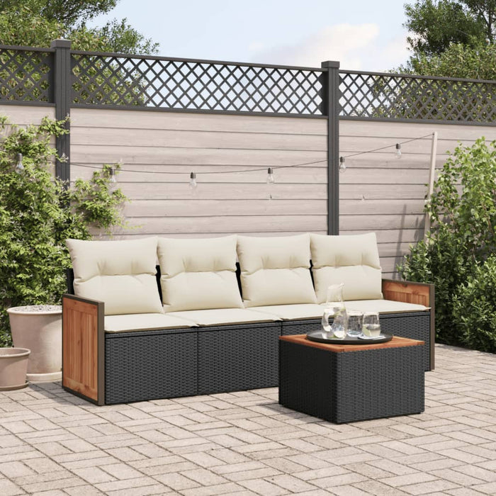 Set mobilier de grădină cu perne, 5 piese, negru, poliratan - WALTI WALTI