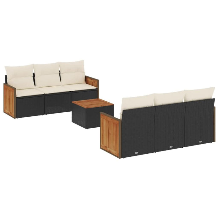 Set canapele de grădină cu perne, 7 piese, negru, poliratan - WALTI WALTI