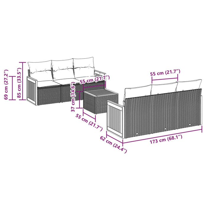 Set canapele de grădină, 7 piese, cu perne, bej, poliratan - WALTI WALTI