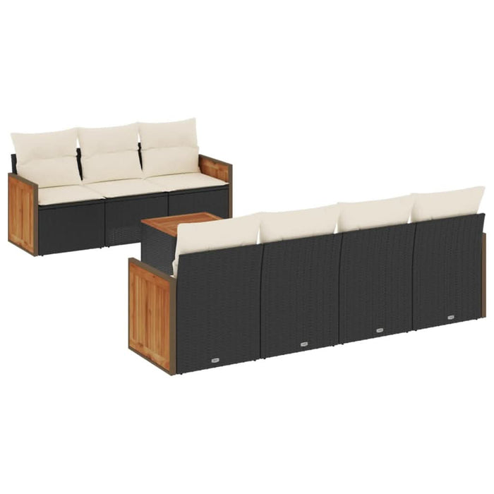 Set mobilier de grădină cu perne, 8 piese, negru, poliratan - WALTI WALTI