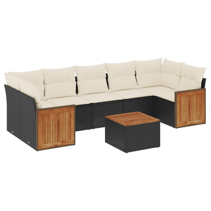 Set mobilier de grădină cu perne, 8 piese, negru, poliratan - WALTI WALTI