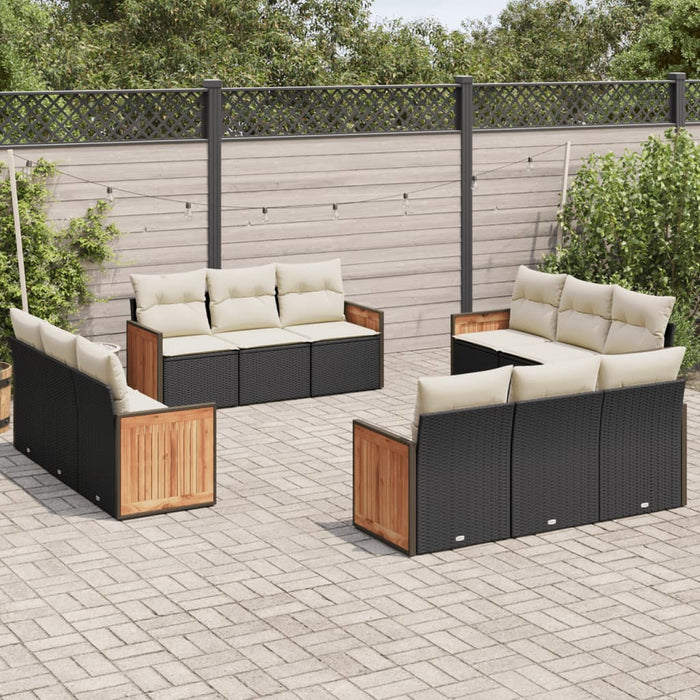 Set canapele de grădină, 12 piese, cu perne, negru, poliratan - WALTI WALTI