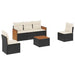 Set mobilier de grădină cu perne, 6 piese, negru, poliratan - WALTI WALTI