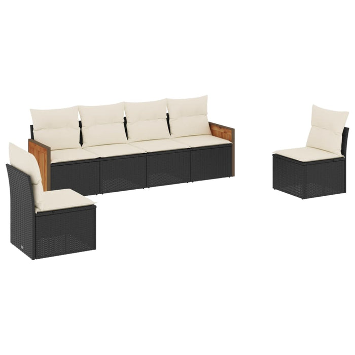 Set mobilier de grădină cu perne, 6 piese, negru, poliratan - WALTI WALTI
