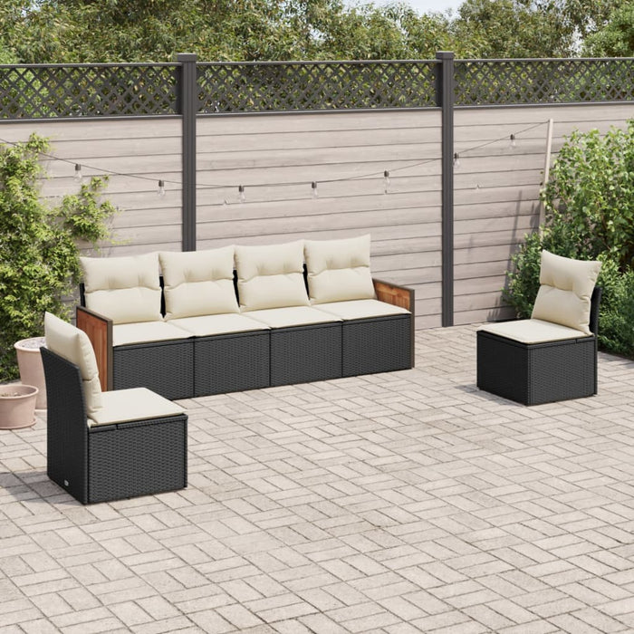 Set mobilier de grădină cu perne, 6 piese, negru, poliratan - WALTI WALTI