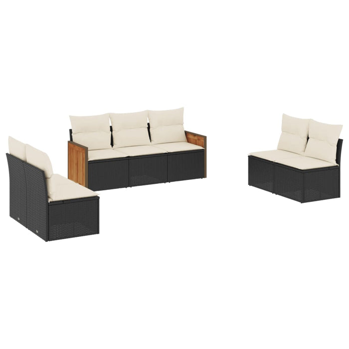 Set canapele de grădină cu perne, 7 piese, negru, poliratan - WALTI WALTI