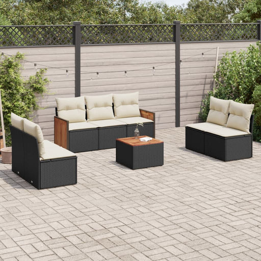 Set mobilier de grădină cu perne, 8 piese, negru, poliratan - WALTI WALTI