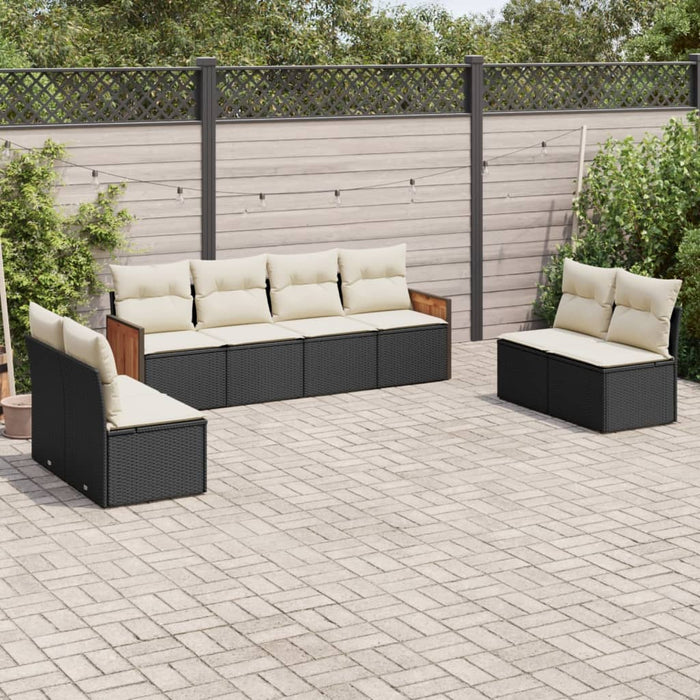 Set mobilier de grădină cu perne, 8 piese, negru, poliratan - WALTI WALTI