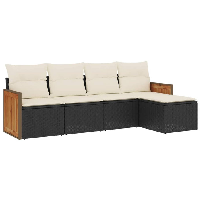 Set mobilier de grădină cu perne, 5 piese, negru, poliratan - WALTI WALTI