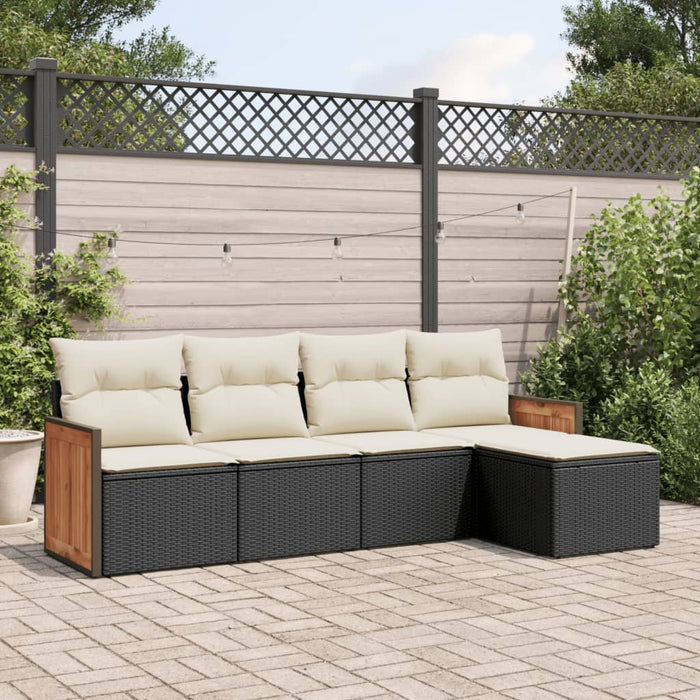 Set mobilier de grădină cu perne, 5 piese, negru, poliratan - WALTI WALTI