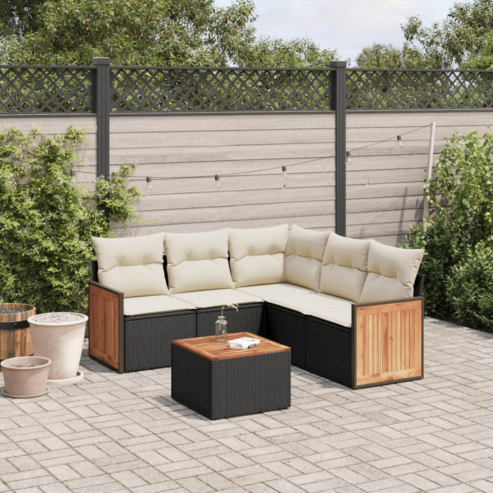 Set mobilier de grădină cu perne, 6 piese, negru, poliratan - WALTI WALTI