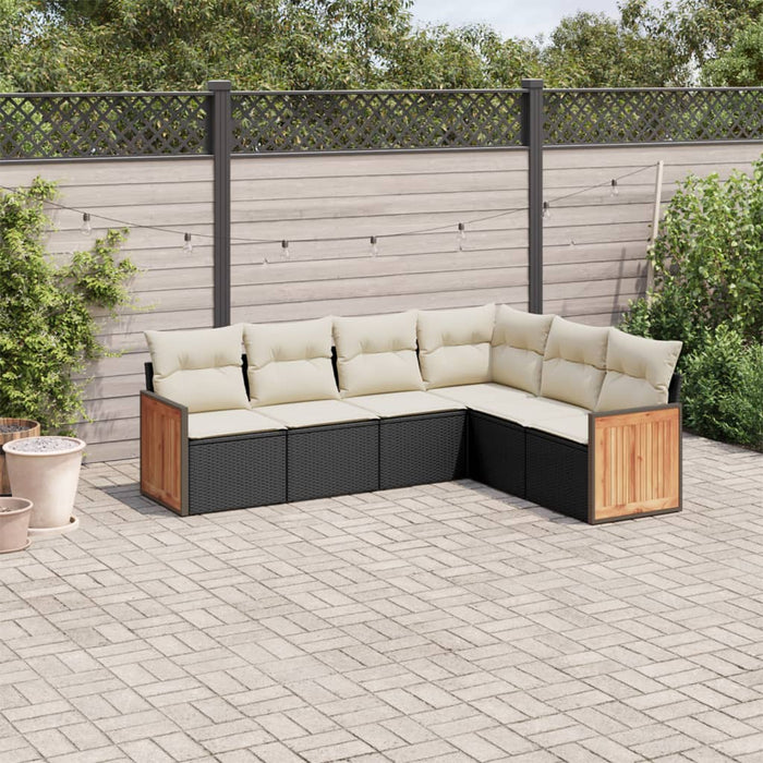 Set mobilier de grădină cu perne, 6 piese, negru, poliratan - WALTI WALTI