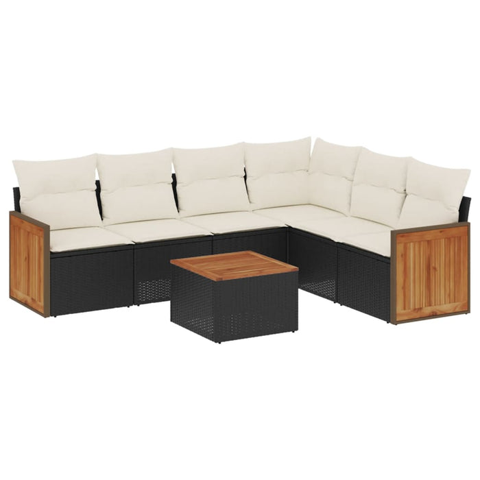 Set canapele de grădină cu perne, 7 piese, negru, poliratan - WALTI WALTI