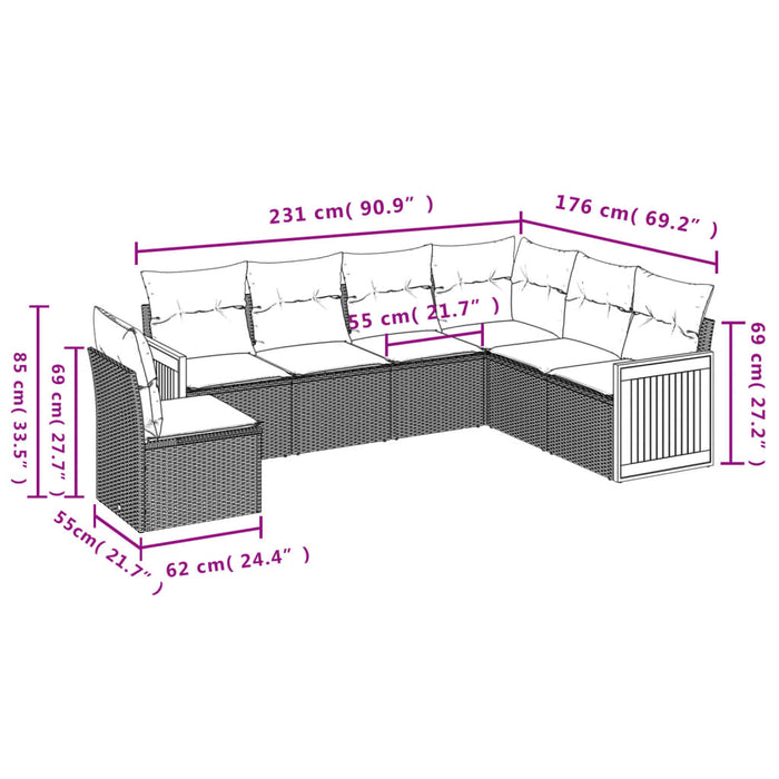 Set canapele de grădină cu perne, 6 piese, bej, poliratan - WALTI WALTI