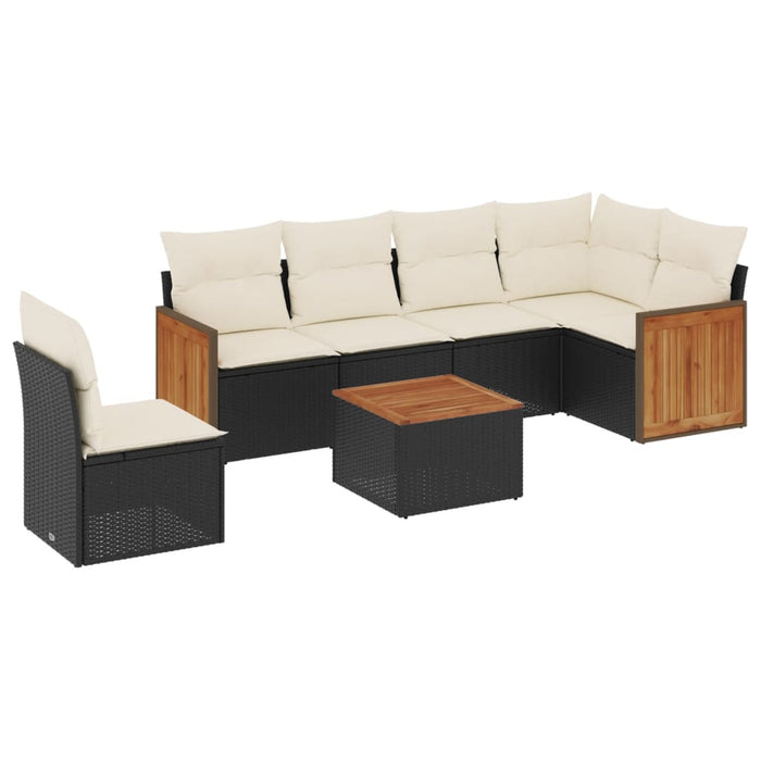 Set canapele de grădină cu perne, 7 piese, negru, poliratan - WALTI WALTI