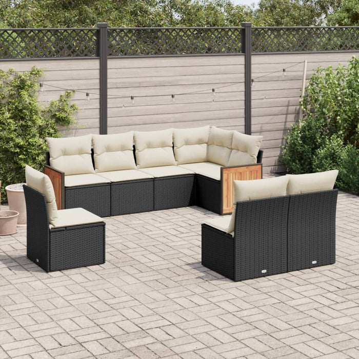 Set mobilier de grădină cu perne, 8 piese, negru, poliratan - WALTI WALTI