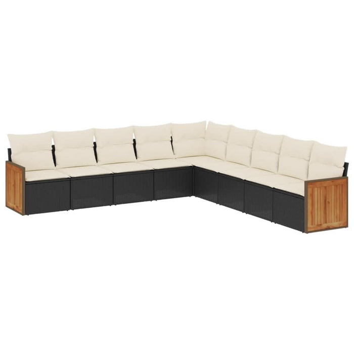 Set mobilier de grădină cu perne, 9 piese, negru, poliratan - WALTI WALTI