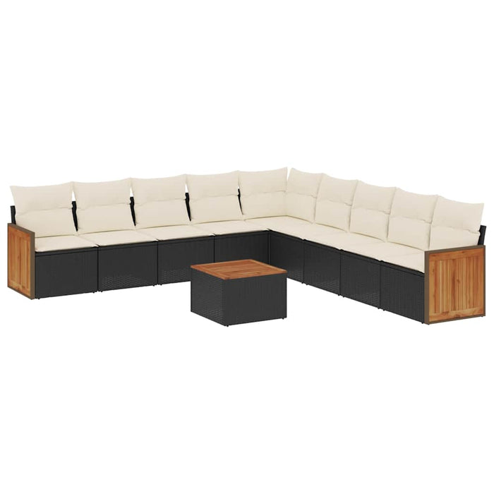Set canapele de grădină cu perne, 10 piese, negru, poliratan - WALTI WALTI