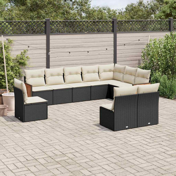Set canapele de grădină cu perne, 10 piese, negru, poliratan - WALTI WALTI