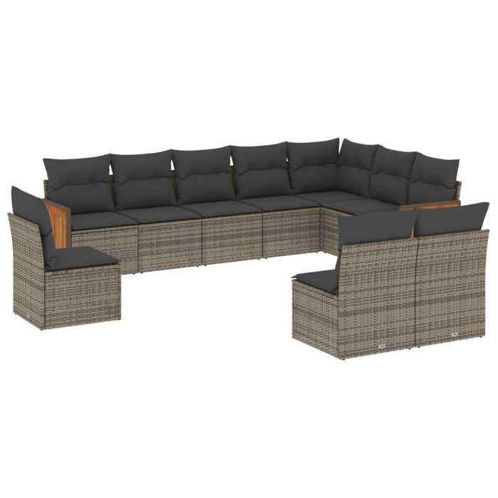 Set mobilier de grădină cu perne, 10 piese, gri, poliratan WALTI