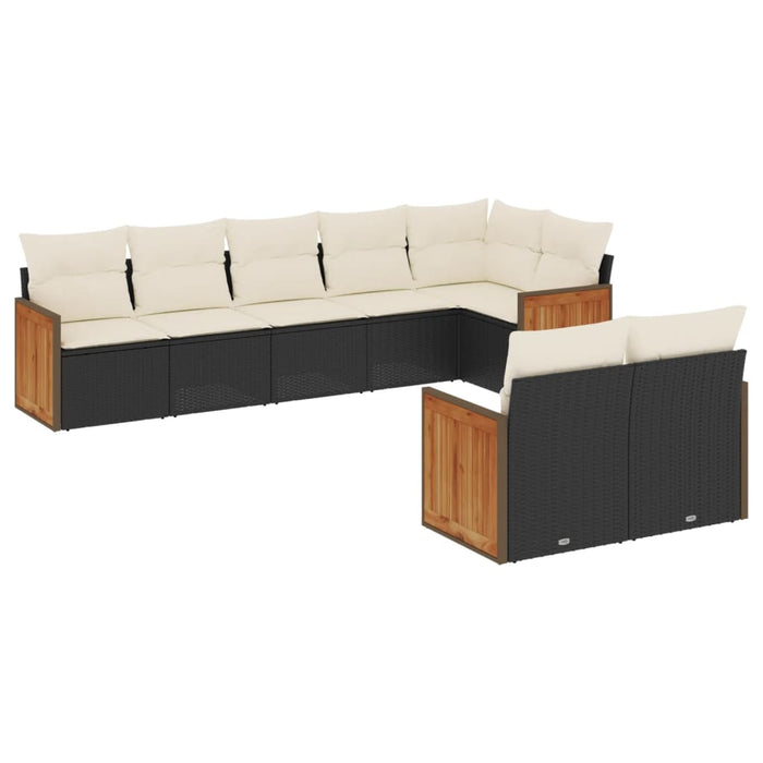 Set mobilier de grădină cu perne, 8 piese, negru, poliratan - WALTI WALTI