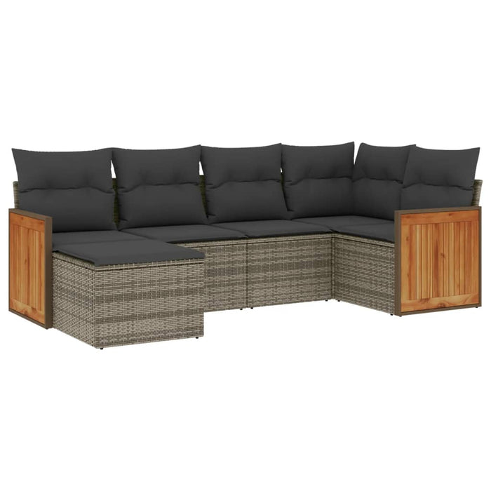 Set mobilier grădină cu perne, 6 piese, gri, poliratan - WALTI WALTI