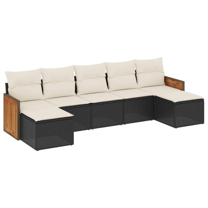 Set canapele de grădină cu perne, 7 piese, negru, poliratan - WALTI WALTI