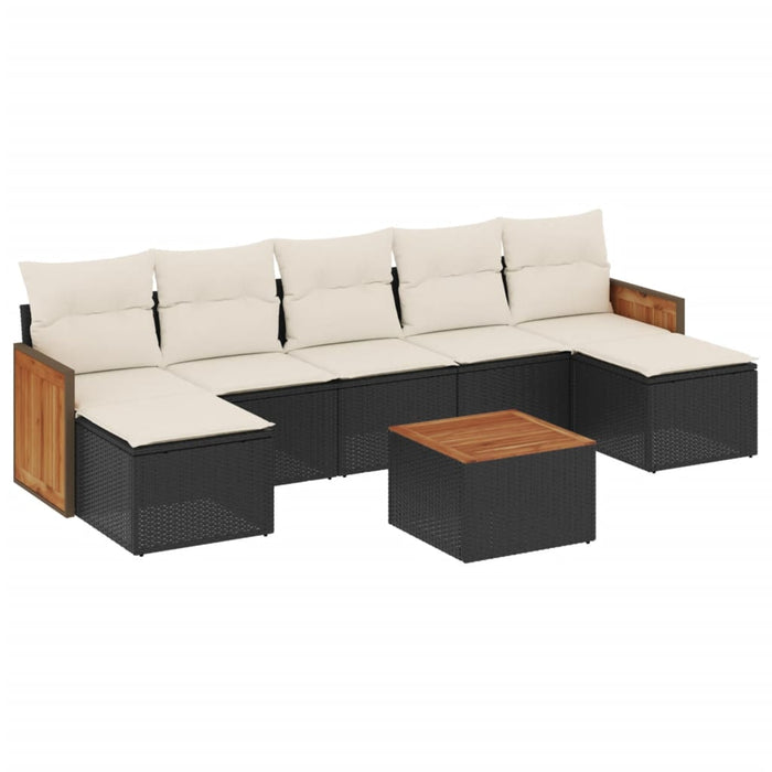 Set mobilier de grădină cu perne, 8 piese, negru, poliratan - WALTI WALTI
