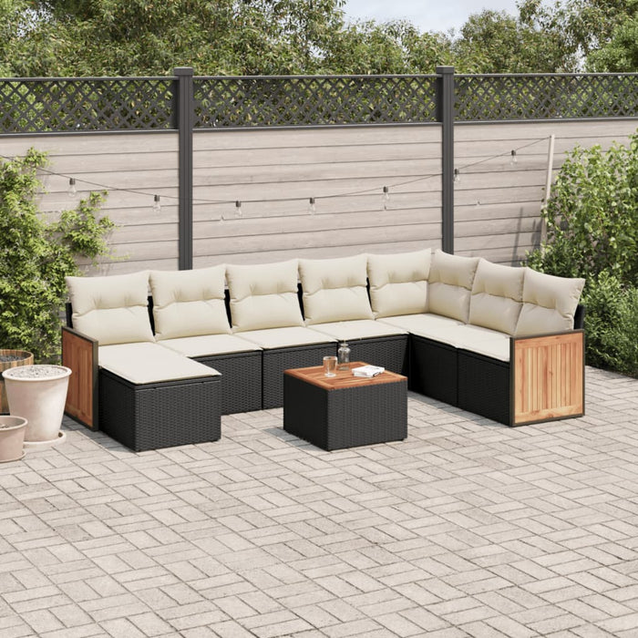 Set mobilier de grădină cu perne, 9 piese, negru, poliratan - WALTI WALTI
